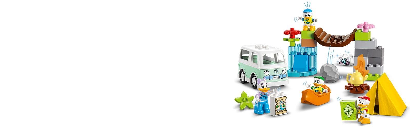 LEGO 10997 Duplo Disney Mickey et Ses Amis L'Aventure au Camping, avec  Jouet Voiture, Canoë et Figurine Daisy Duck, Jeu de Construction de  Caravane pour Enfants Dès 2 Ans, Filles et Garçons