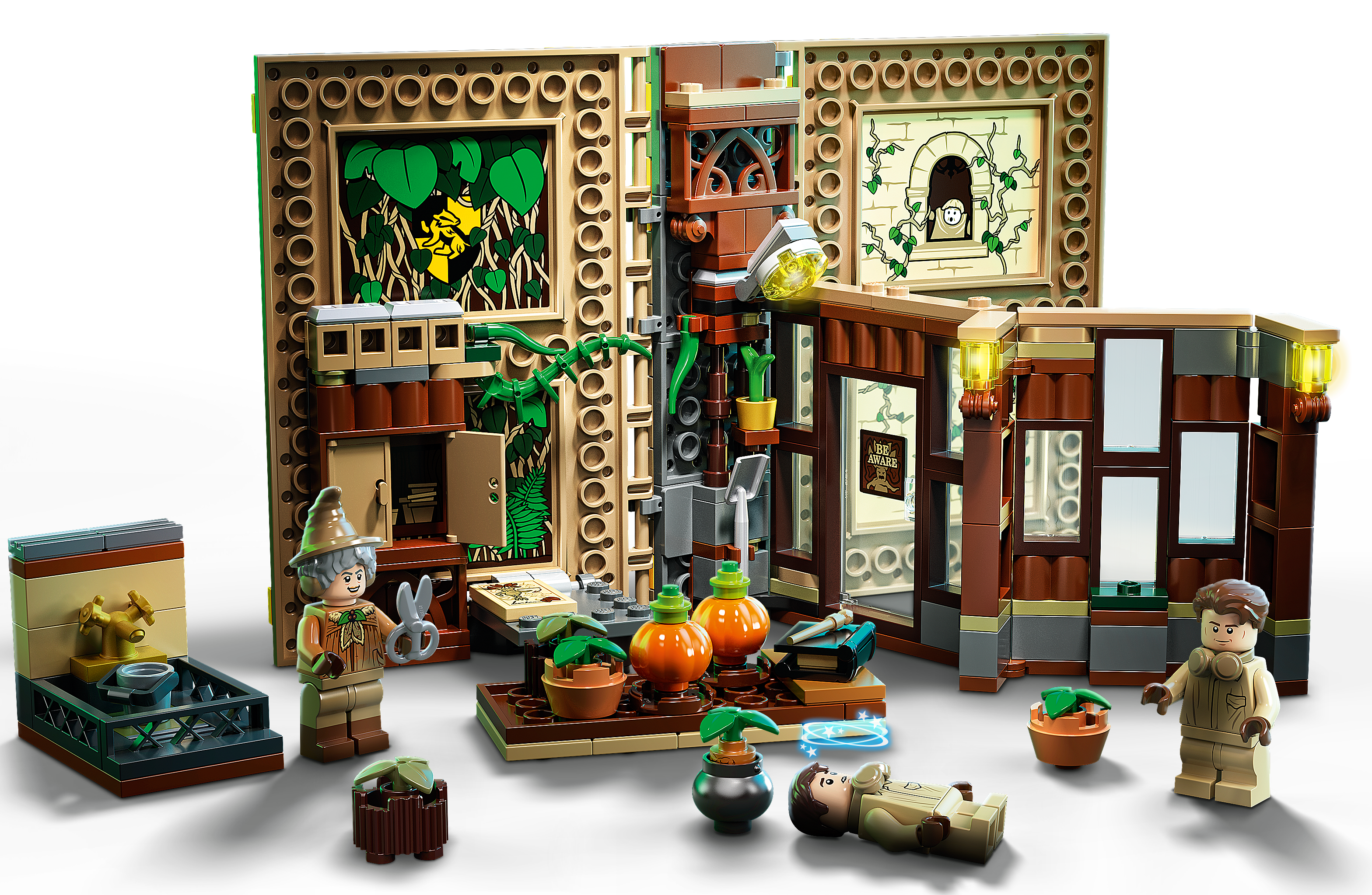 232 Pieces New 2021 LEGO Harry Potter Hogwarts Moment Herbology Class 76384 Professor Sprout’s Classroom in a Brick Book Playset 