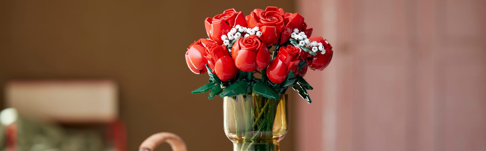 LEGO Iconos Ramo de rosas, decoración del hogar, flores artificiales,  regalo para ella o él para aniversario y día de San Valentín, colección