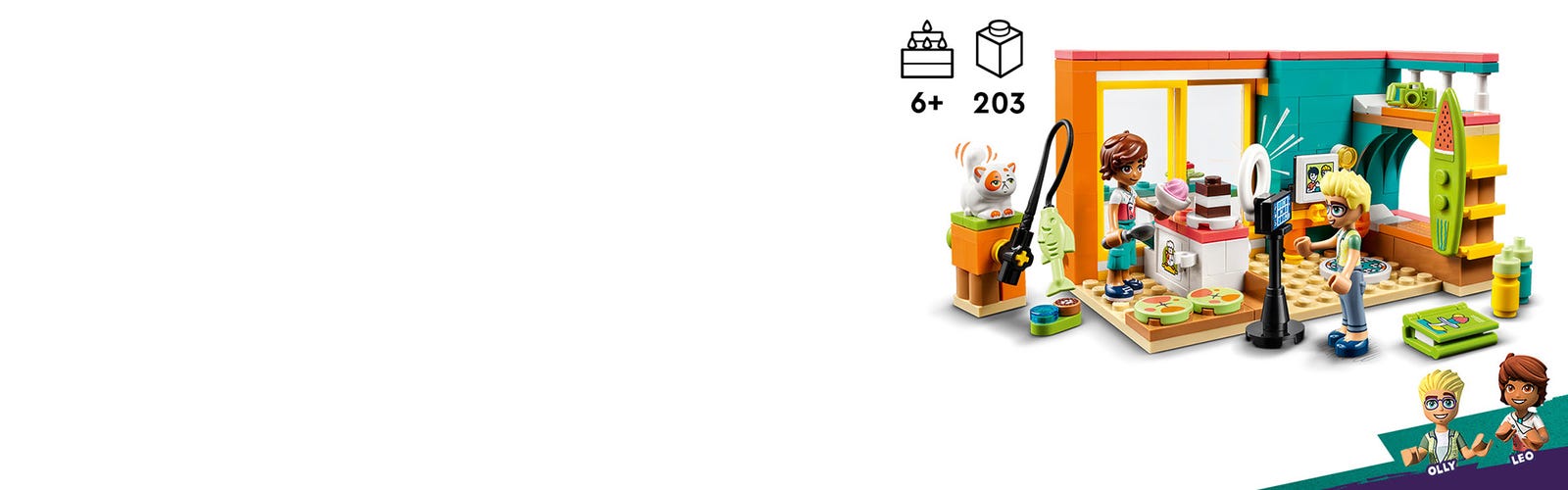 LEGO Friends 41754 La chambre de Léo, Jouet sur la Pâtisserie, avec  Mini-Poupée, Accessoires & Animal de Compagnie pas cher 