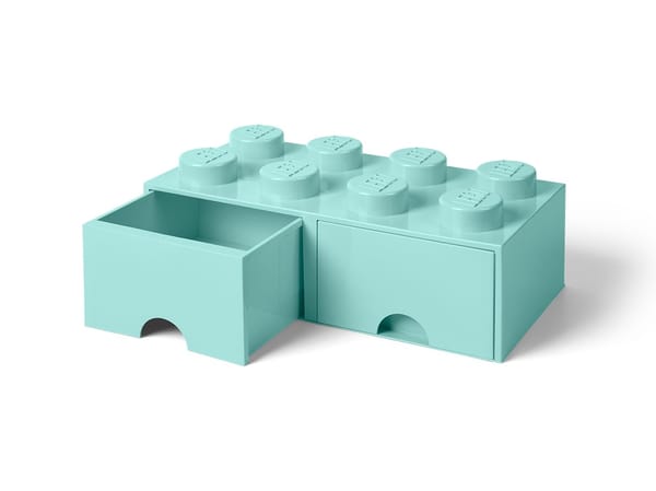 8-Stud Brick Drawer – Aqua Blue - Image 1