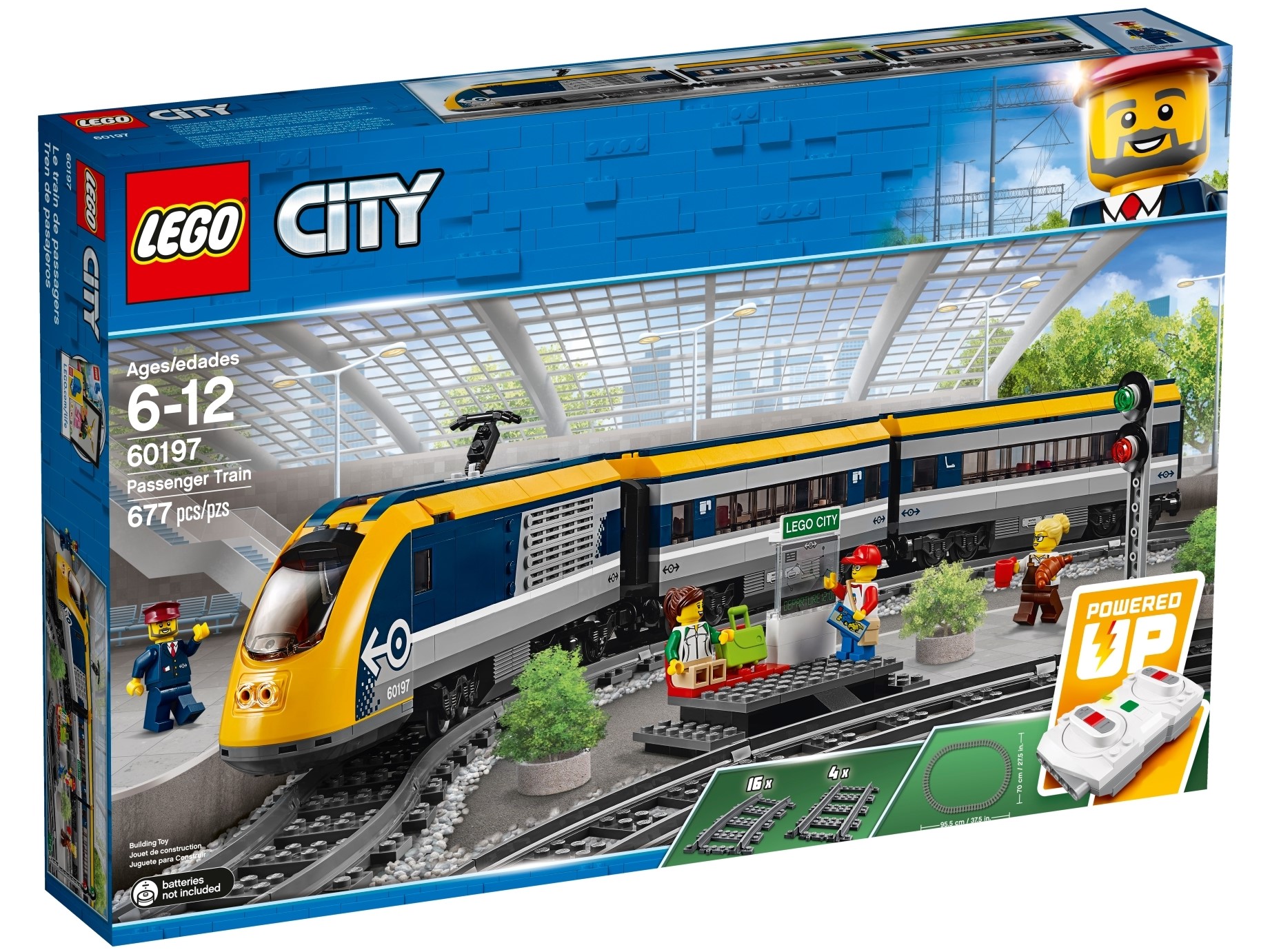 ohne Bluetooth Set LEGO® City Eisenbahn 60197 Lok Waggon Endwaggon