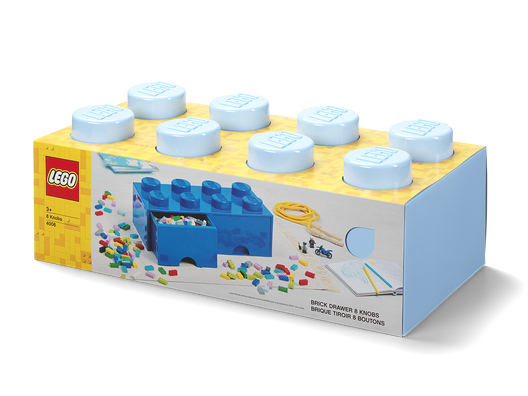 LEGO 5006311 - 8-knops opbevaringsklods med skuffe – lyseblå