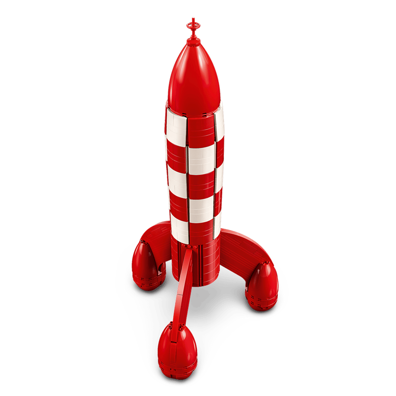 LEGO 21367 Mondrakete Rueckansicht mit rot-weissem Karomuster und Landestützen