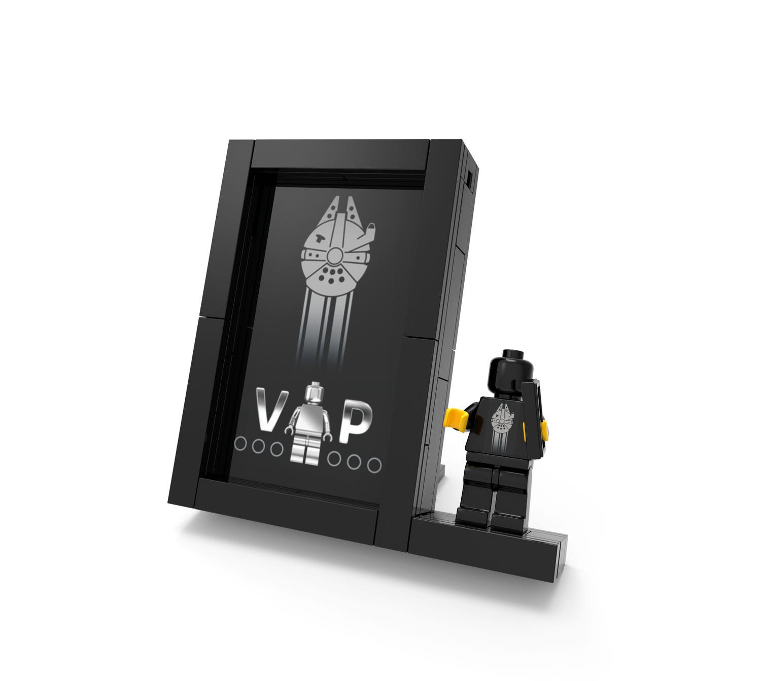 De aanbieding van de gratis, exclusieve LEGO® Black Card-displaystandaard