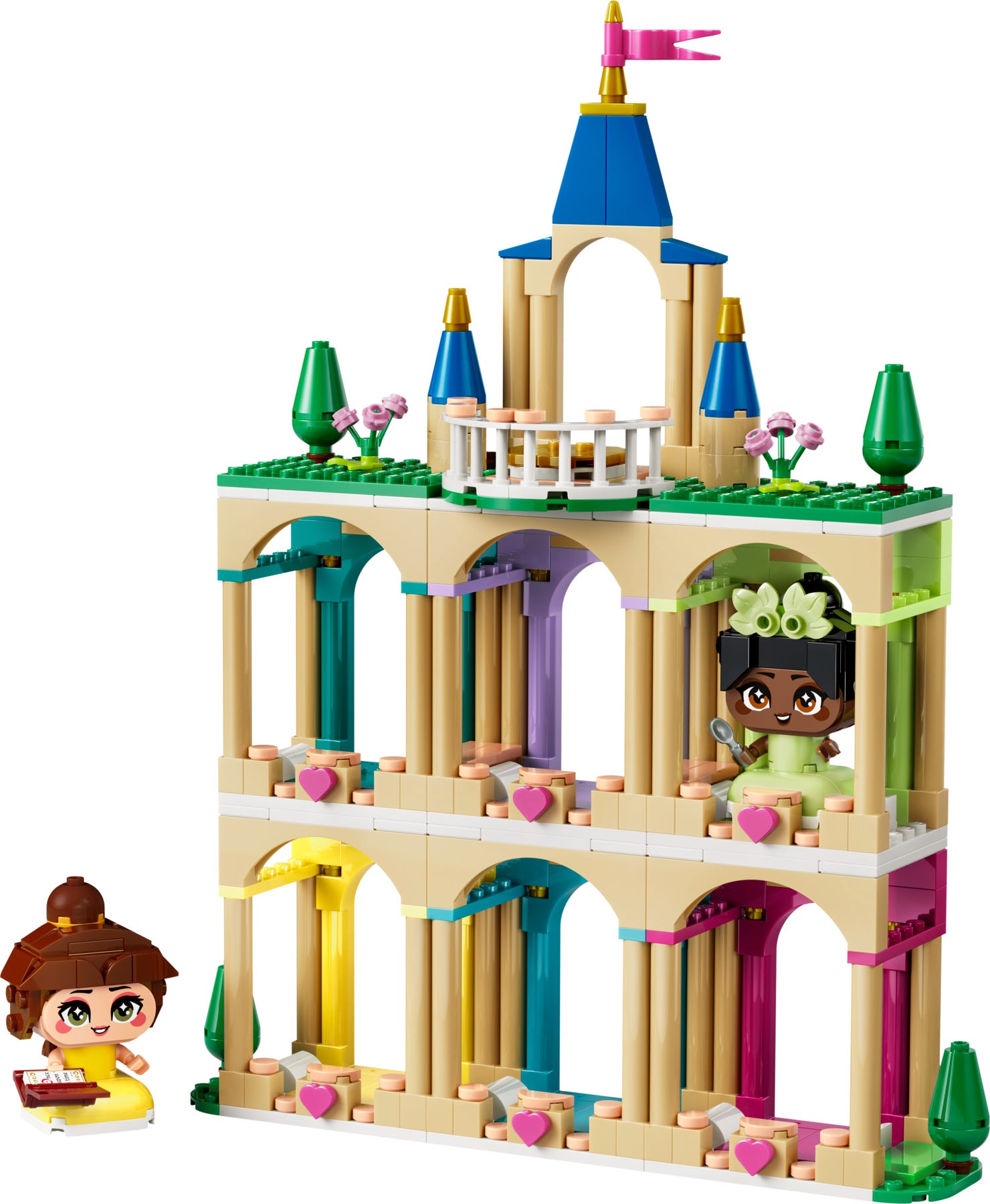 Die Mini-Prinzessinnen Belle und Tiana mit ihrem Schloss