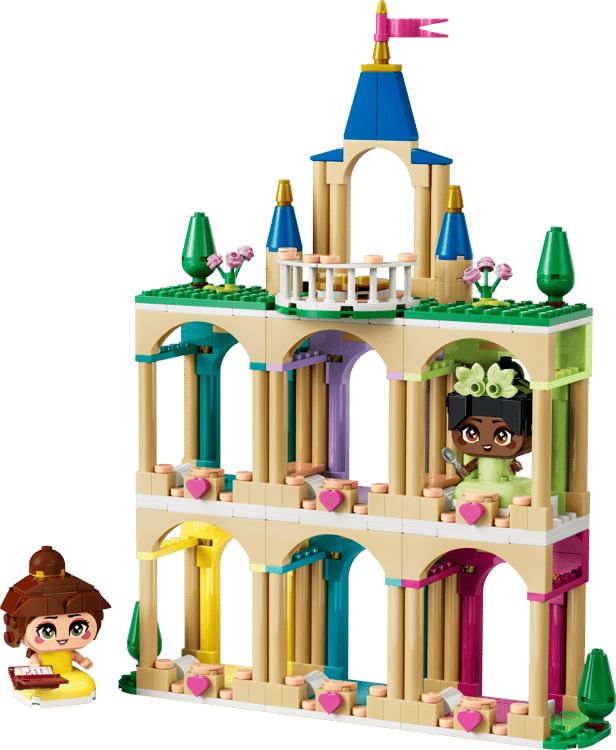Die Mini-Prinzessinnen Belle und Tiana mit ihrem Schloss