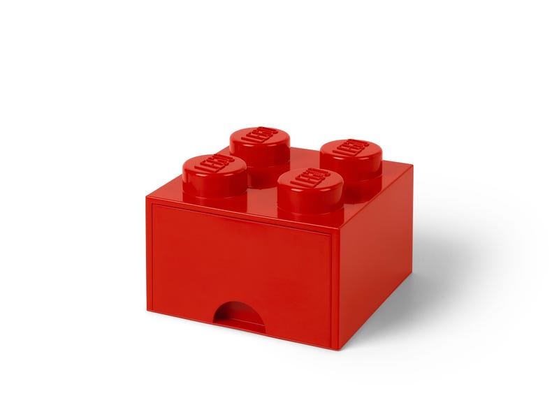Image of LEGO 4-stud Red Storage Brick Drawer