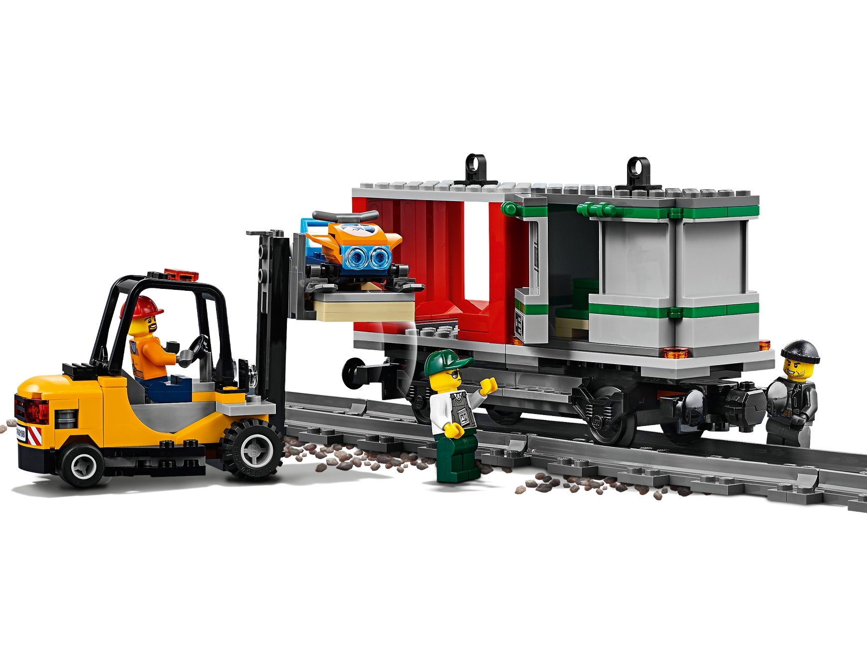 Genuine Lego City Cargo Train 60198 Snowmobile /& Bank Container Railway Wagon