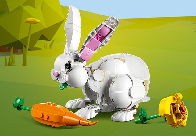 LEGO Creator 31133 Le lapin blanc, Jouet avec Animaux, dont Figurines de  Poisson, Phoque et Perroquet pas cher 