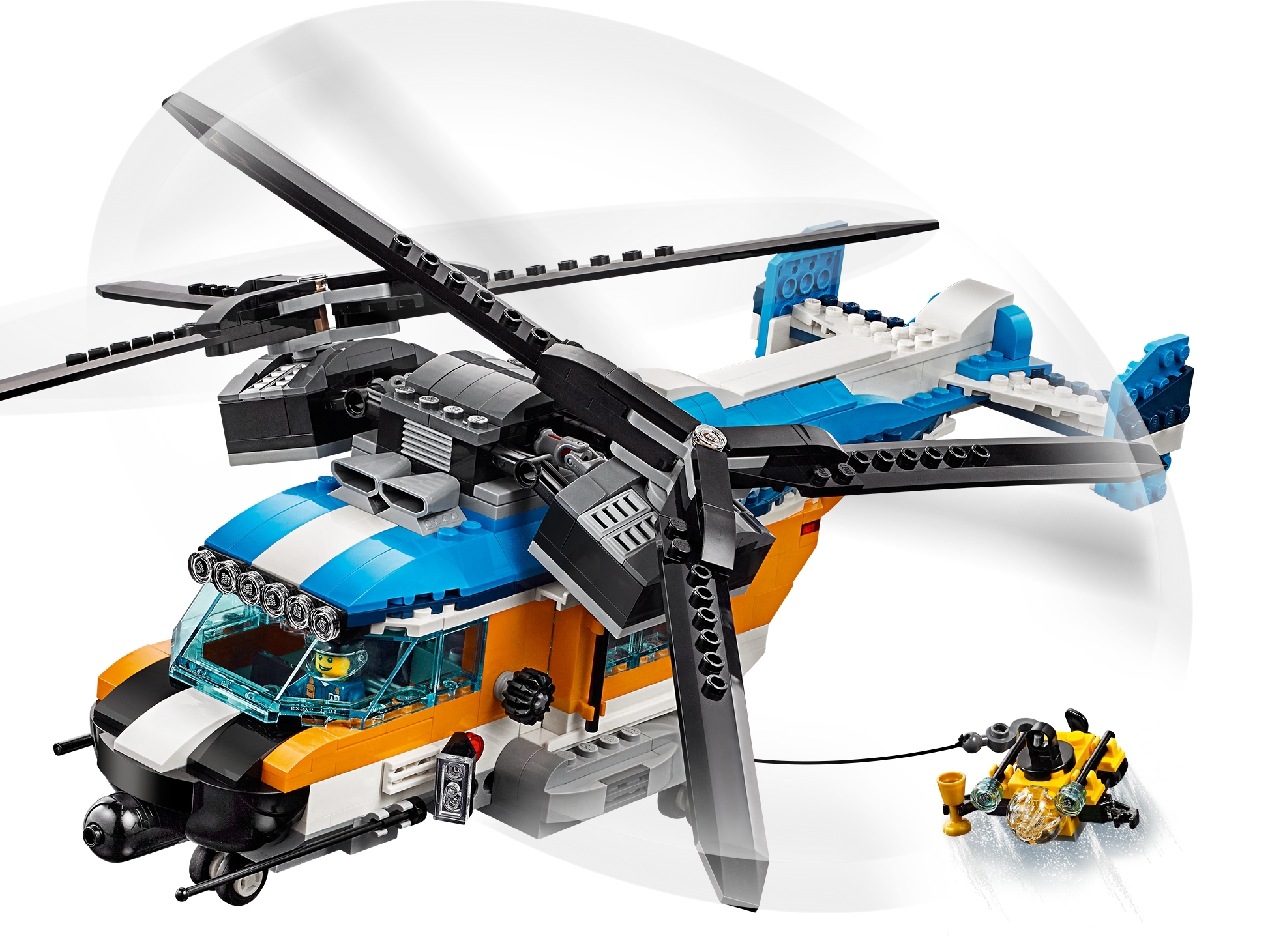 Tail Lego Helicopter Kit: Windscreen Rotor Sled Rails 8636 Yellow/Black Roof 