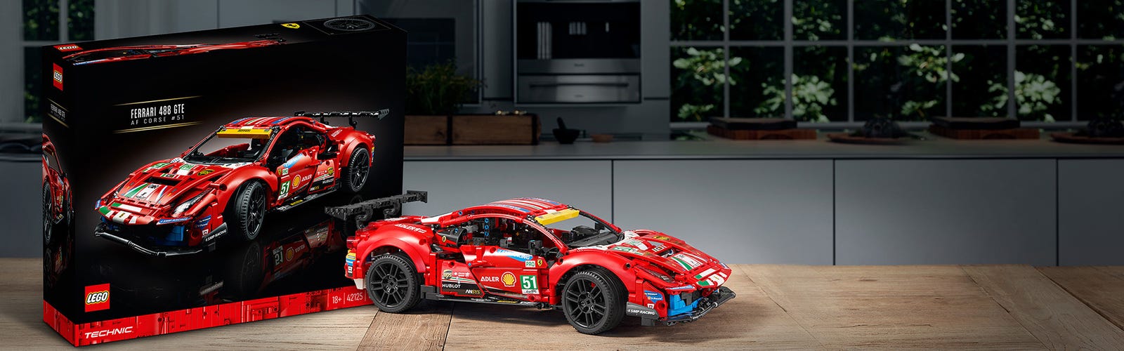 Lego technic 42125 ferrari 488 gte af corse #51 modele authentique de la  voiture de course d'endurance a exposer pour adultes - La Poste