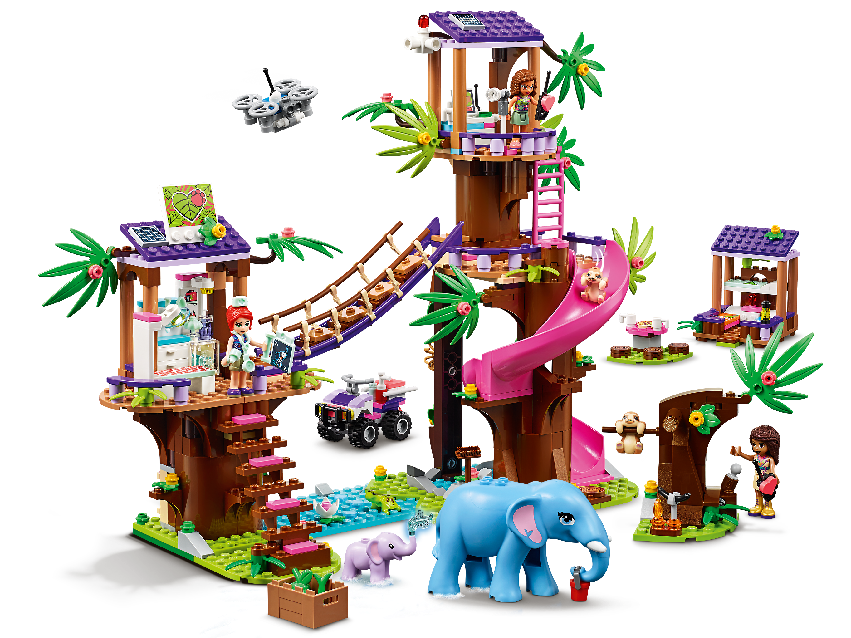 LEGO 41424 Friends Jungle Rescue Base Set with Treehouse Animals Vet Clinic 