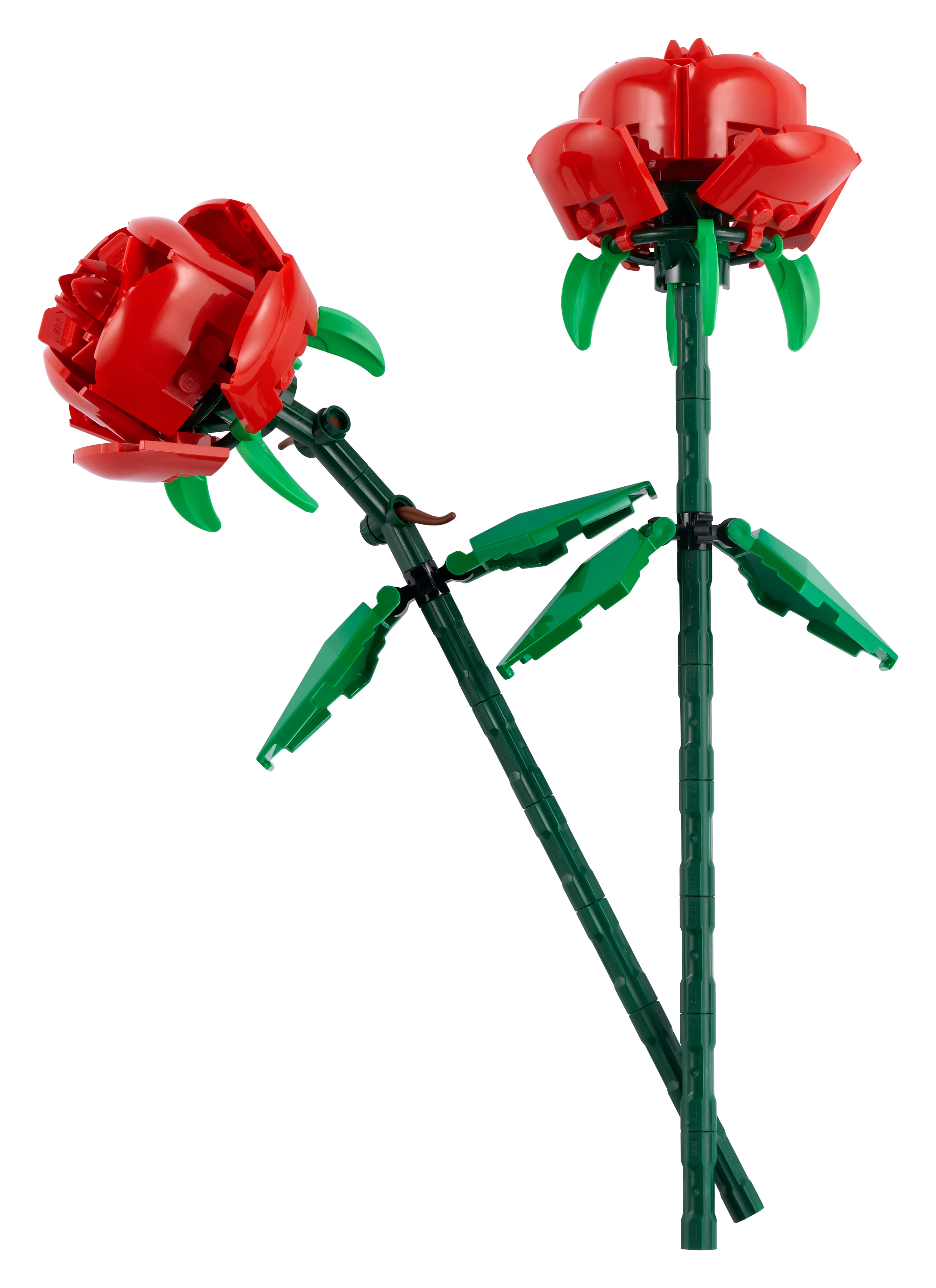 New LEGO Lot of 2 Green Stems with Red Round Flower Petals 