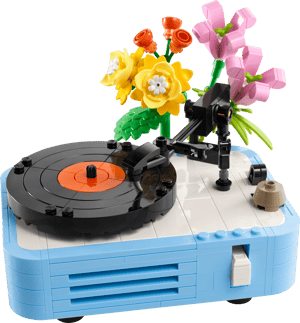 Le tourne-disque et ses fleurs