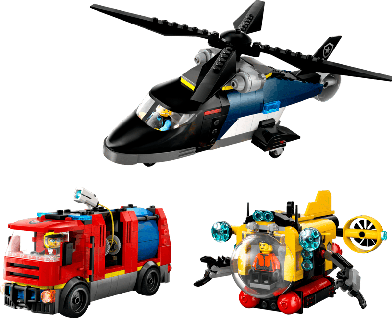 Elicottero, autopompa e sottomarino — set LEGO 60462