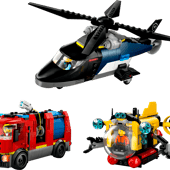 Hélicoptère, camion de pompiers et sous-marin modulable