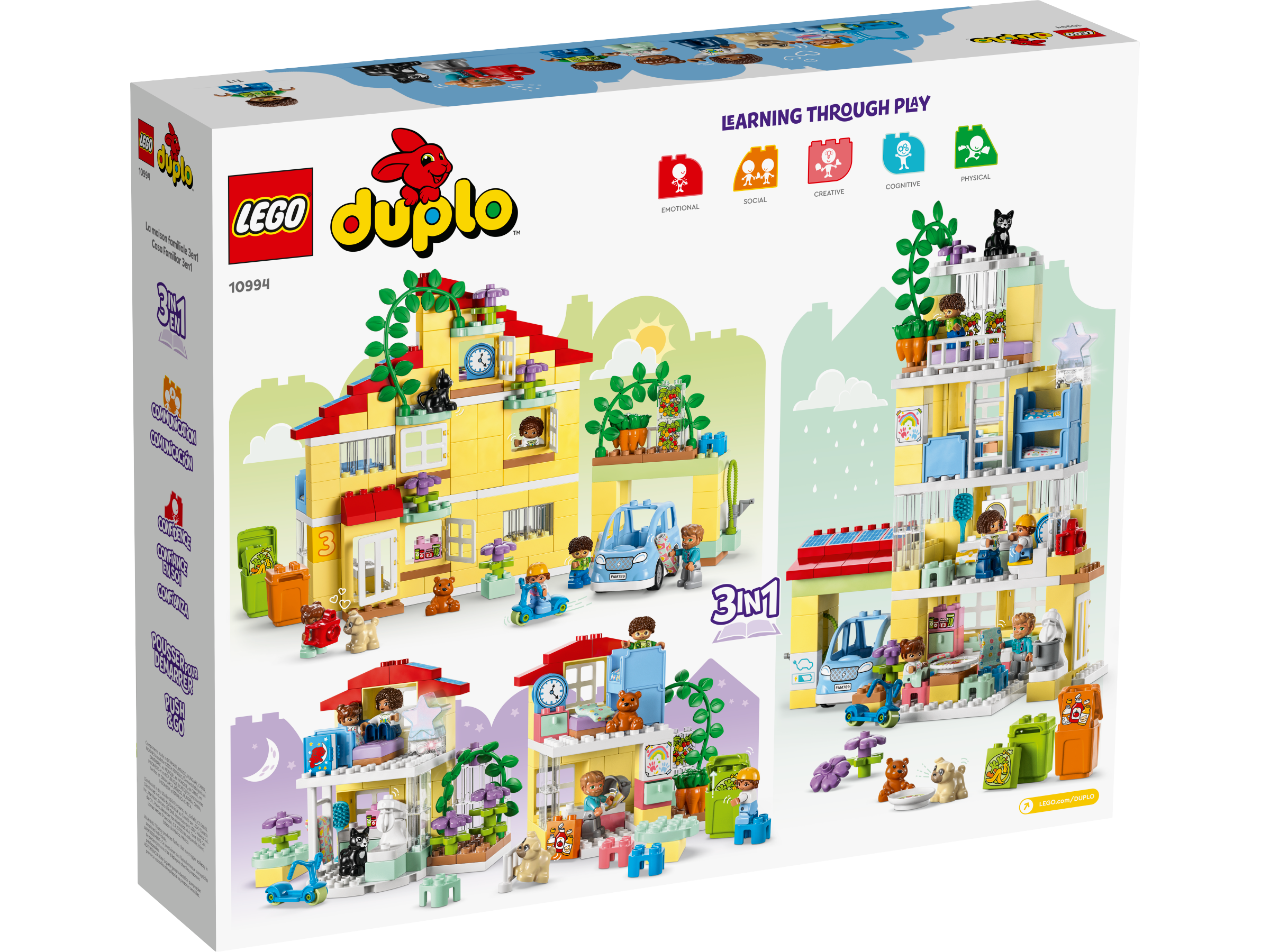 LEGO - Jogo educativo de construção Casa Familiar 3em1 com figuras e  animais 10994, Duplo tijolos e placas