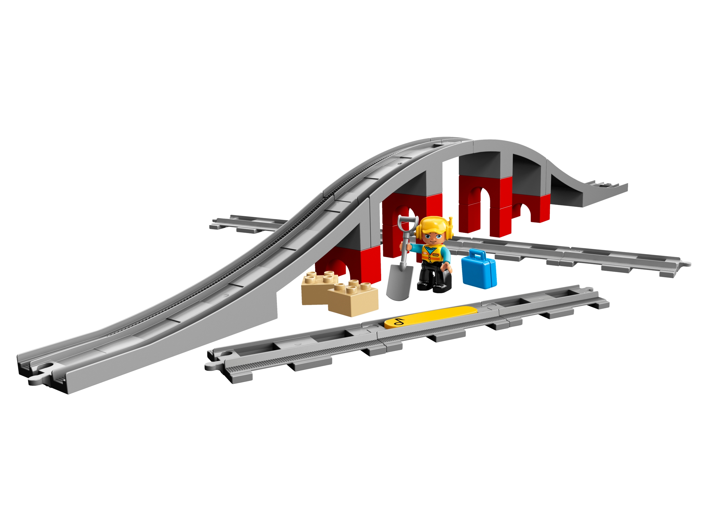 NEW Lego DUPLO 1x3x2 WHITE TRIANGULAR Brick TRAIN TRACK CROSSING Pattern *5 PCS*
