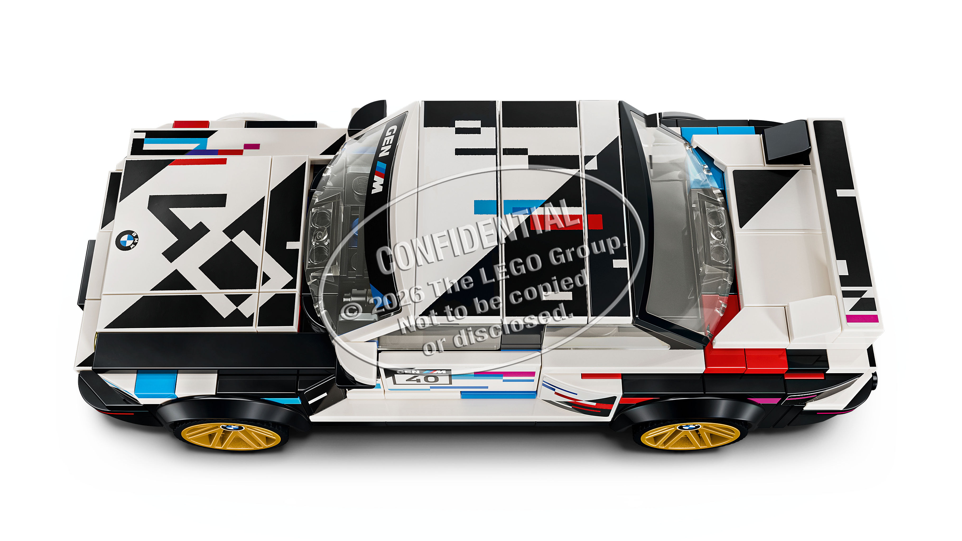 Vista dall'alto del set LEGO 77263 BMW M3 E30