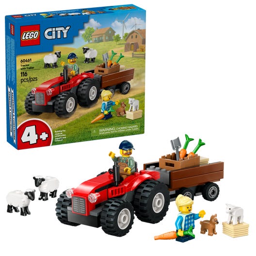 LEGO 60461 - Rød traktor med anhænger og får