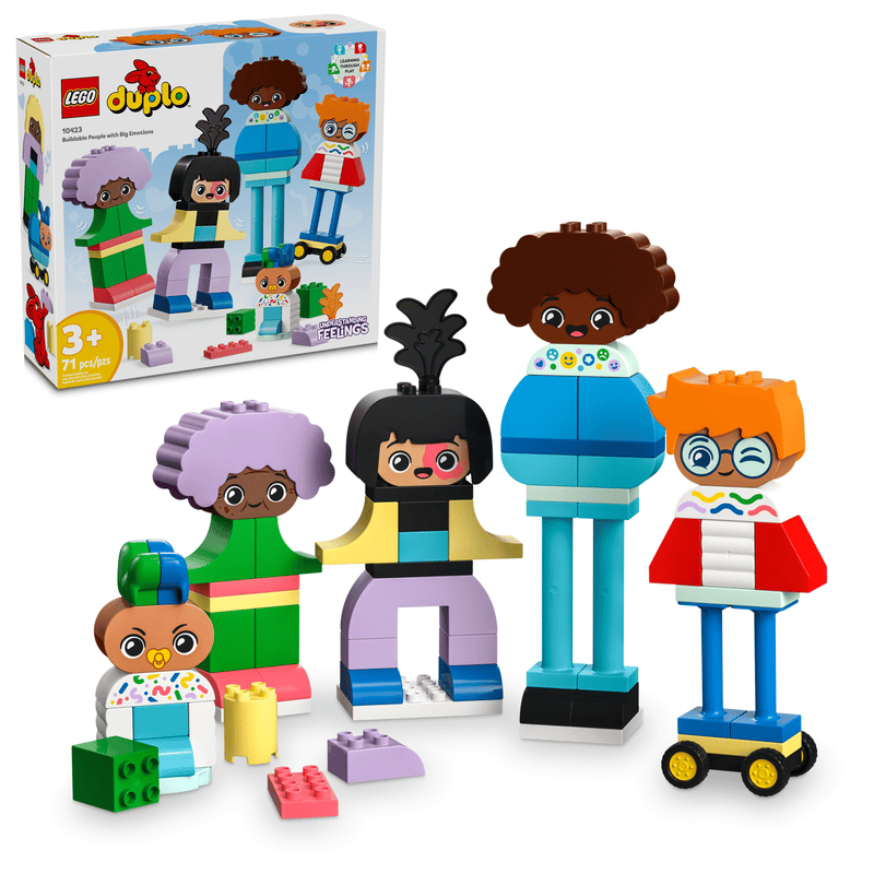 LEGO DUPLO 10423 Verpackung mit allen Figuren-Teilen und Gesichtsausdruecken