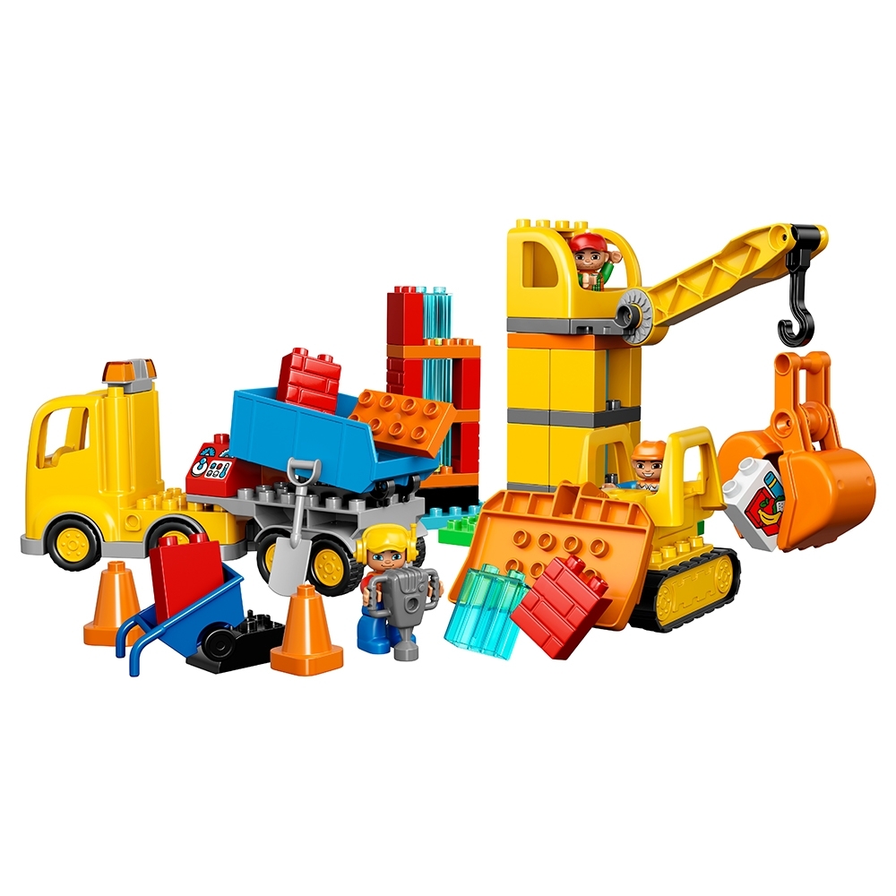 LEGO Duplo Big Construction Site 10813 Toddler Construction Toy Set with Toy Dump Truck Crane and Bulldozer 67 Pieces