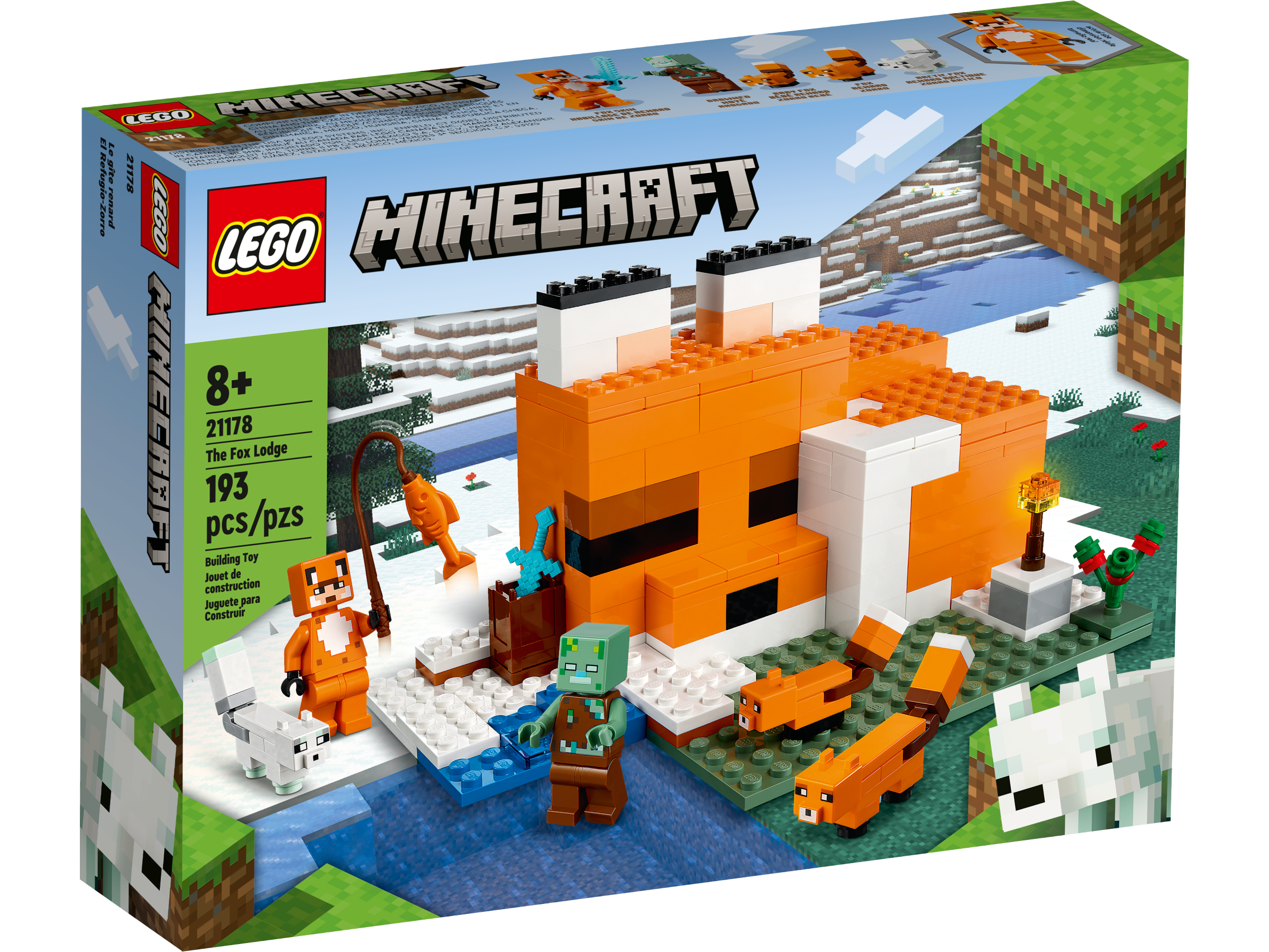 Juguete para Niños 8 Años Set de Construcción de la Cueva de Zombies con Zorro 21166 Minecraft La Mina Abandonada LEGO 21178 Minecraft El Refugio 