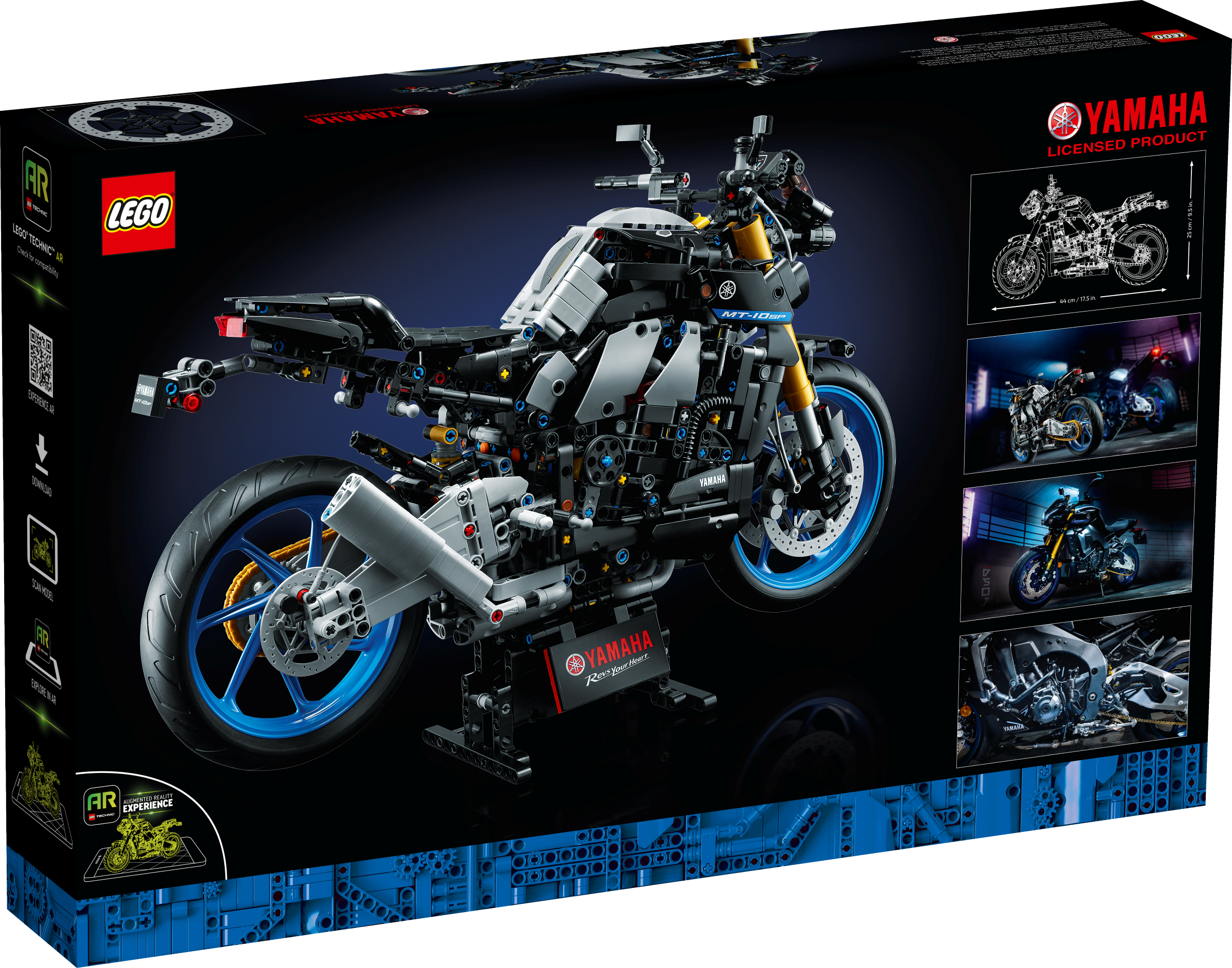 LEGO 42159 Technic Yamaha MT-10 SP, Kit de Maquette de Moto pour Adultes,  Réplique Authentique avec Moteur 4 Cylindres, Direction Fonctionnelle et  Application AR, Cadeau Motard pour Hommes et Femmes : 