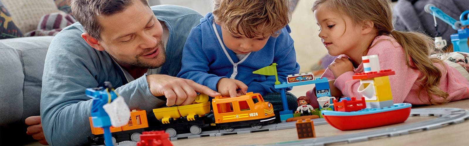 LEGO DUPLO train set: Train Engine & Cars, BRIDGE, Switches, Overpass, TRACK