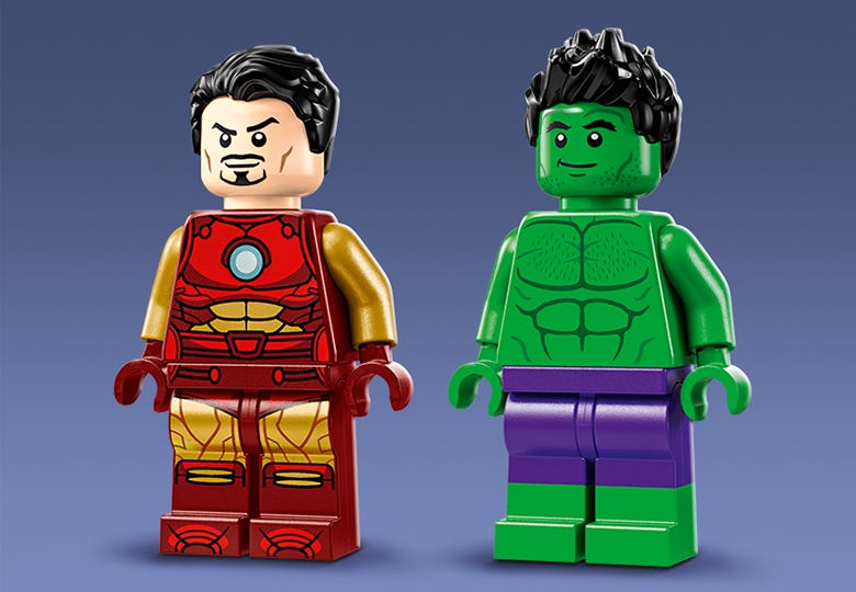 Hulk Lego Avengers Tutti I Personaggi Iron Man Con Moto E The Hulk