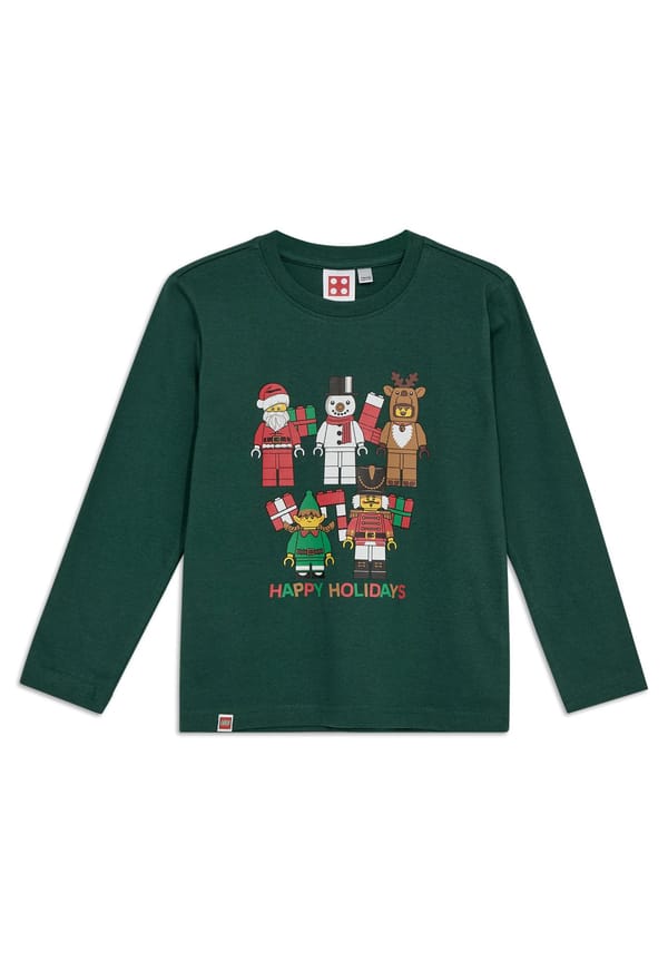 Kids Christmas Long Sleeve T-Shirt - Dark Green - Image 1