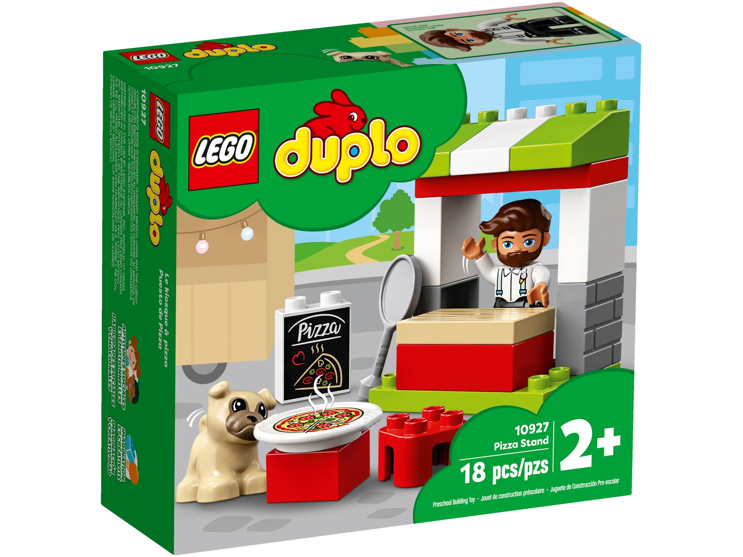 Lego 10927 DUPLO Town Pizza Stand Playset with Pizza and Dog Figure, Large Bricks Toy for Toddlers 2+ Year Old 