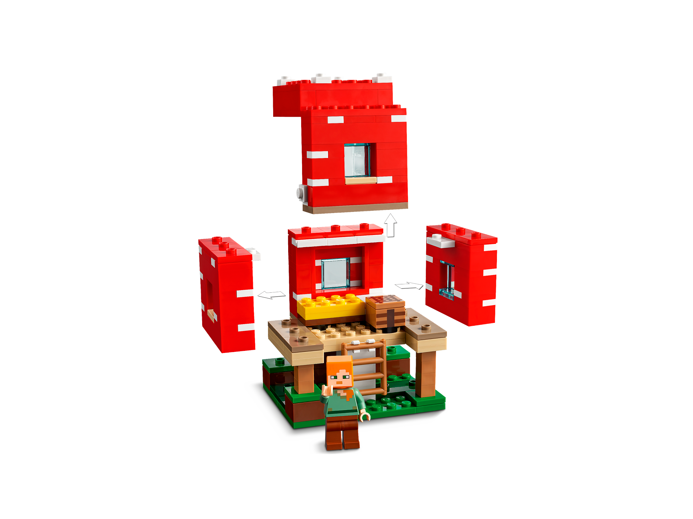 Building Toy for Kids Age 8 Mooshroom & Spider Jockey Figures Gift Idea with Alex LEGO 21179 Minecraft The Mushroom House Set