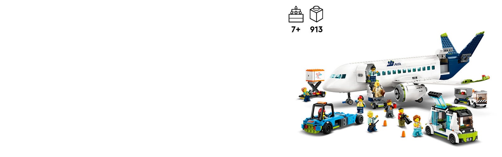 LEGO 60367 City Avión de Pasajeros, Juguete de Construcción de Avión Grande  con Vehículos del Aeropuerto