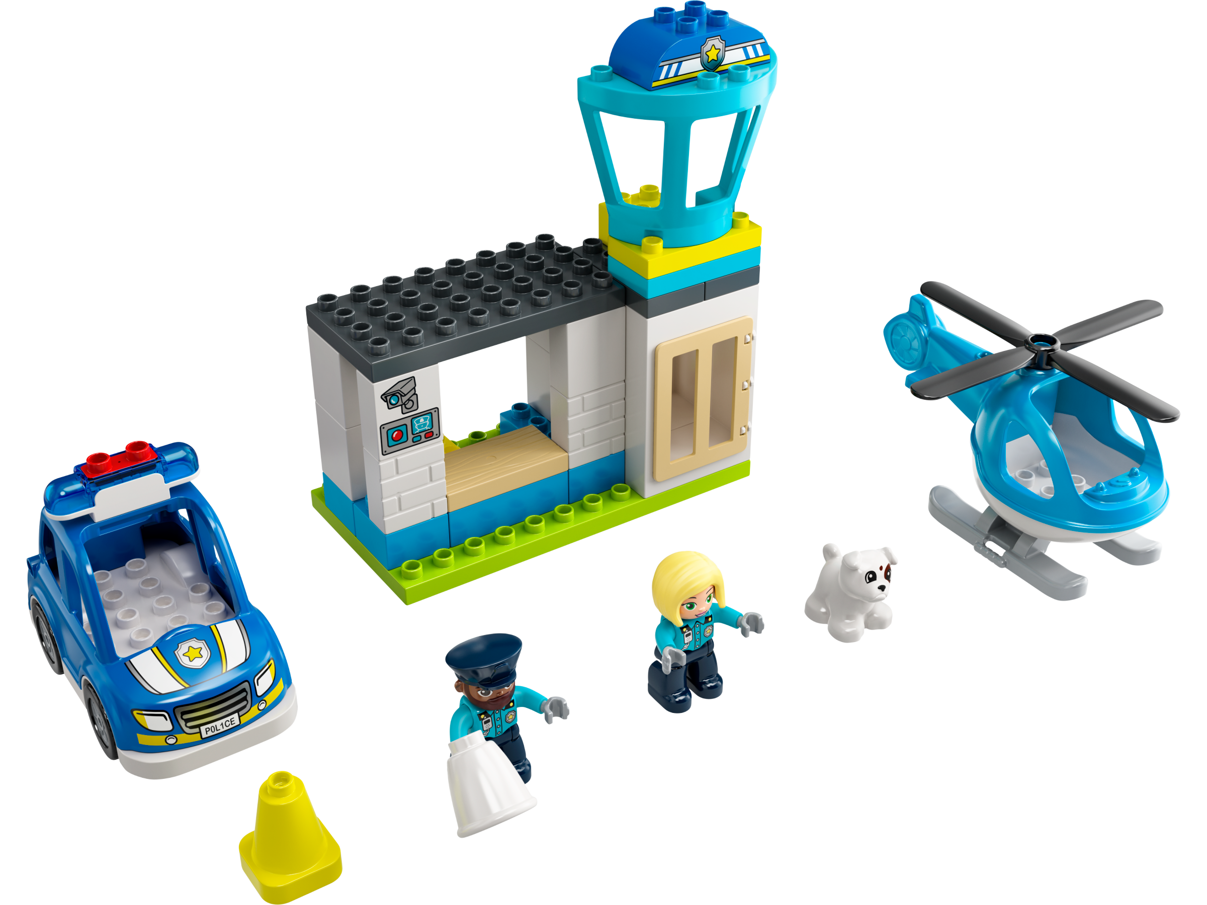 kuffert Kirkestol Flock Politistation og helikopter 10959 | DUPLO® | Officiel LEGO® Shop DK