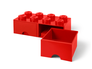 Brique rouge de rangement LEGO® à tiroir 8 tenons