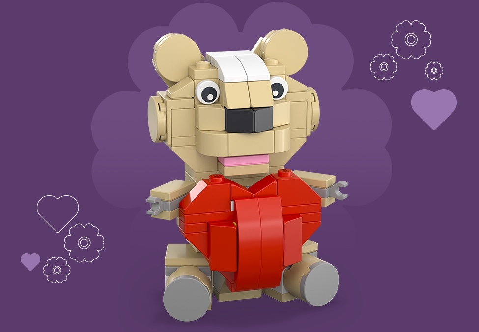 lego bear with heart