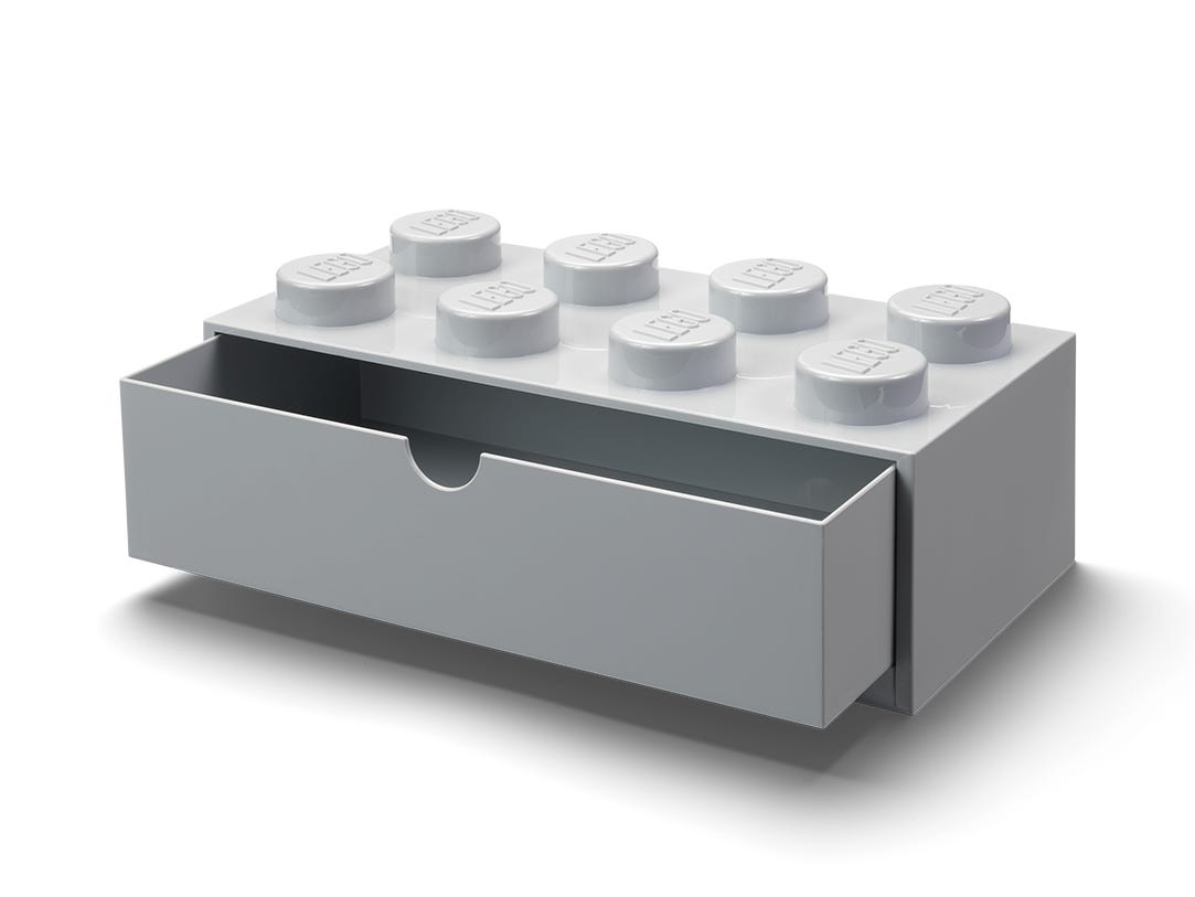 Zdjęcia - Klocki Lego Pudełko na biurko z szufladą w kształcie klocka z 8 wypustkami - szare 