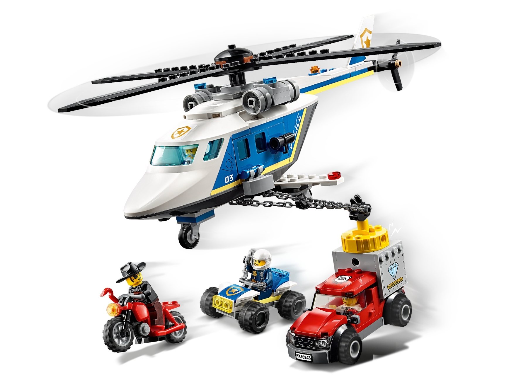 Free Shipping LEGO City 60243 Police Helicopter Chase Building Set NEW 