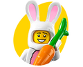 Easter bunny LEGO minifigure holding a carrot