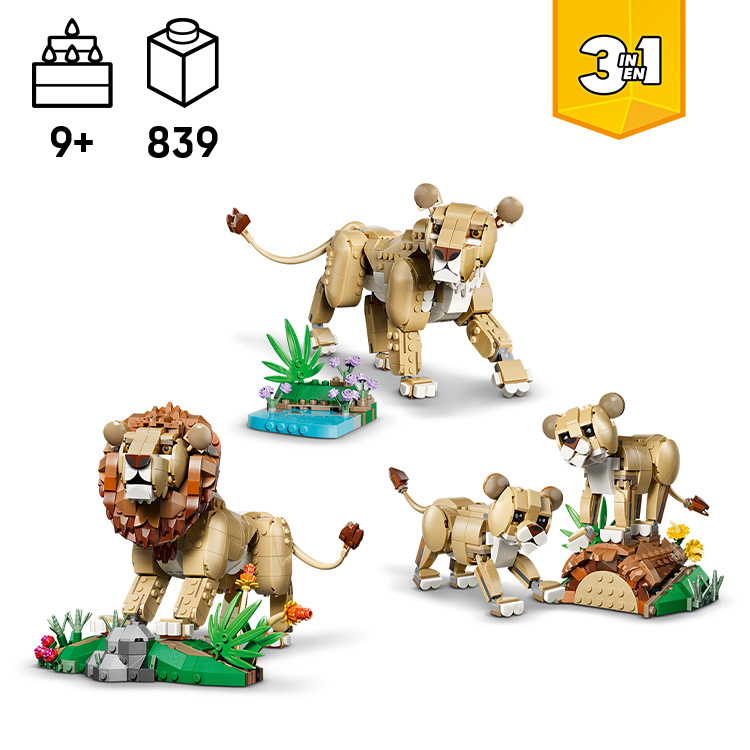 Lov3 豪華セット Wild Animals: Majestic Lion 31386 | Creator 3-in-1 | Buy online at