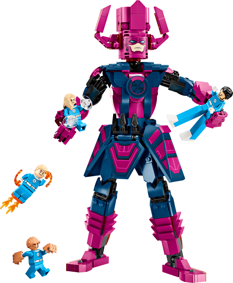 Le set LEGO 76316 Les Quatre Fantastiques contre la figurine de Galactus