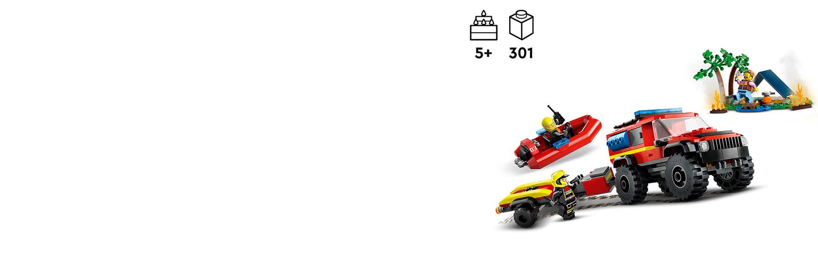60412 - LEGO® City - Le Camion de Pompiers 4x4 et le Canot de Sauvetage  LEGO : King Jouet, Lego, briques et blocs LEGO - Jeux de construction