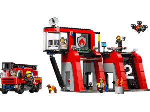 La caserne et le camion de pompiers