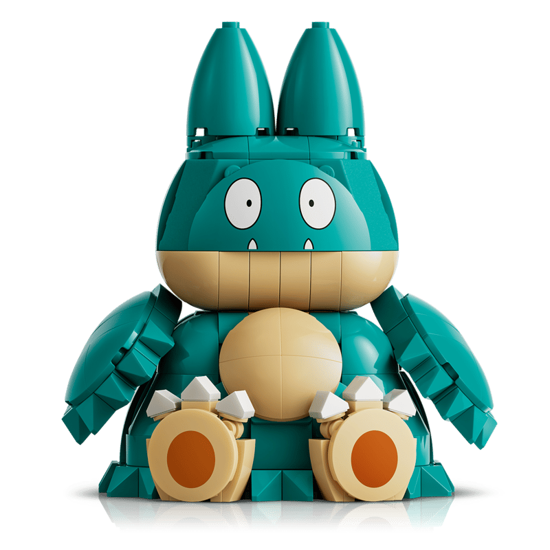 Close-up of LEGO® Pokémon™ Munchlax detached from its baseplate.