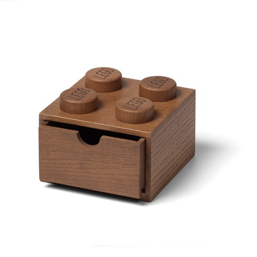 LEGO 5007115 - 4-knops skrivebordsskuffe i træ – mørk eg