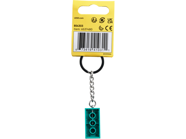 LEGO 854303 Porte-clés Brique 2x4 bleu-vert vif — visuel 3 sur 3