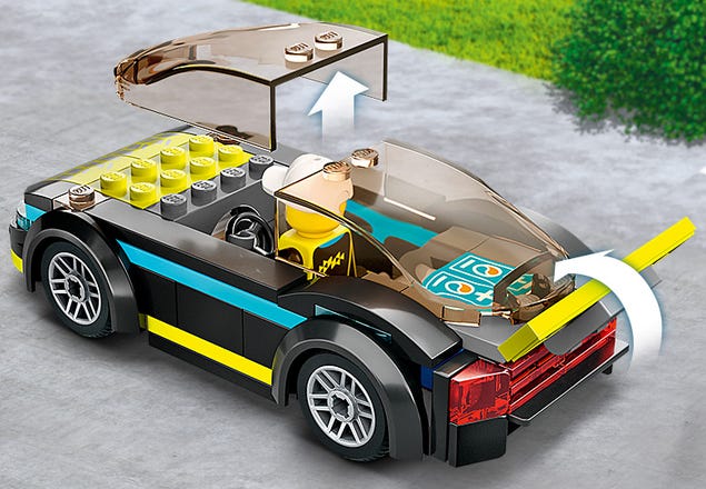 LEGO City Electric Sports Car 60383, juguete para niños y niñas de 5 años  de edad, juego de autos de carreras para niños con minifigura de conductor