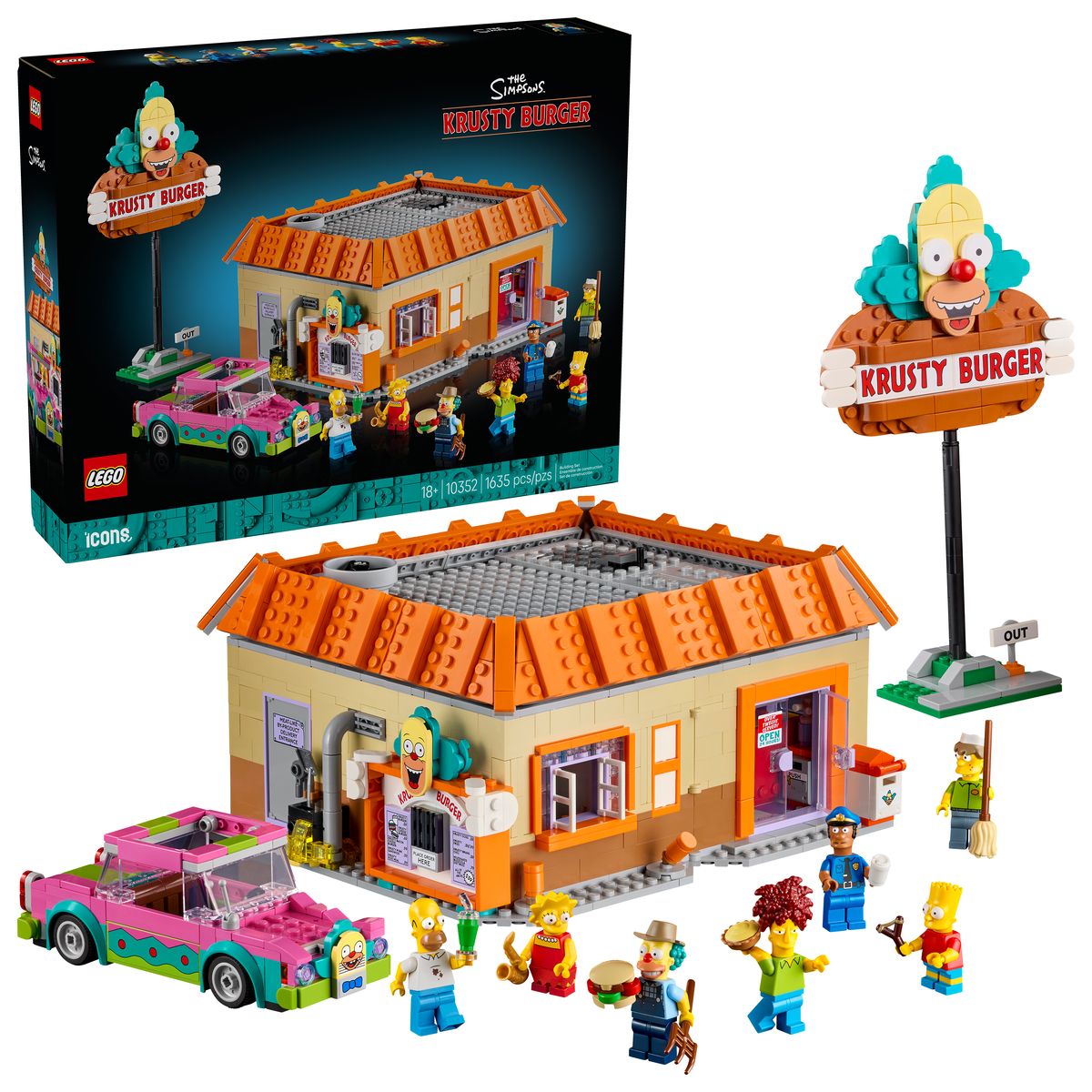 Official LEGO box image of The Simpsons Krusty Burger 10352 from LEGO.com